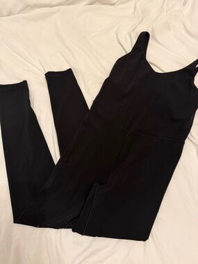 aerie Black Scoop Neck Fitted Jumpsuit